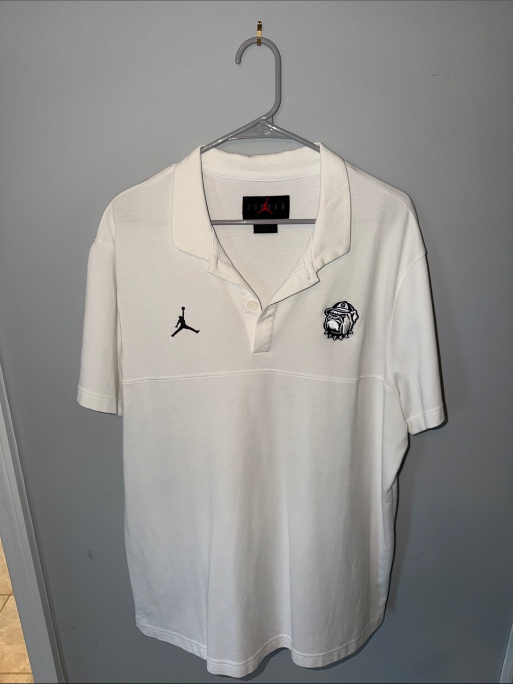 Jordan White Polo with Black Embroidered Logos